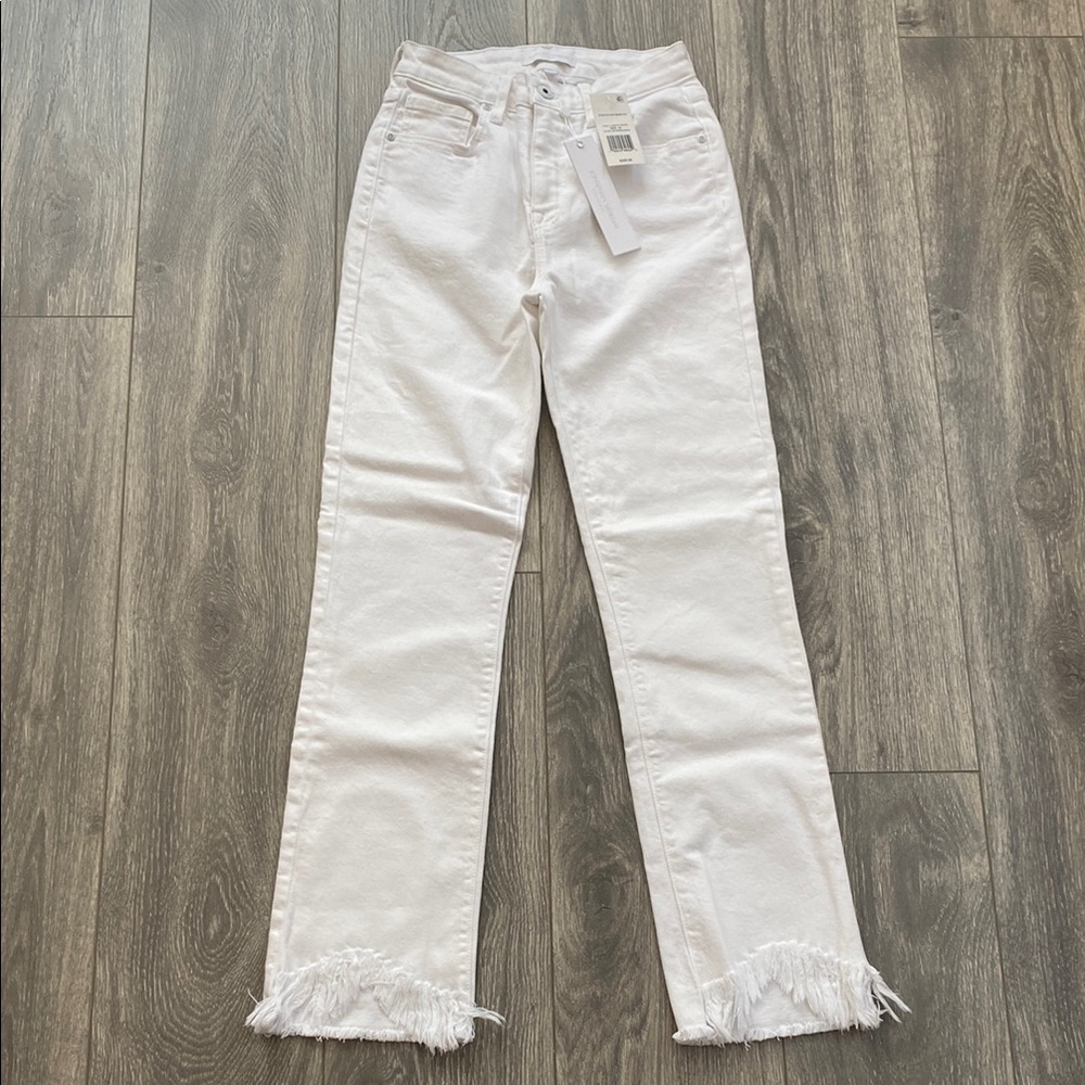 Jonathan Simkhai- NWT! Cotton High Rise White Jeans with Distressed Hem -Size 24